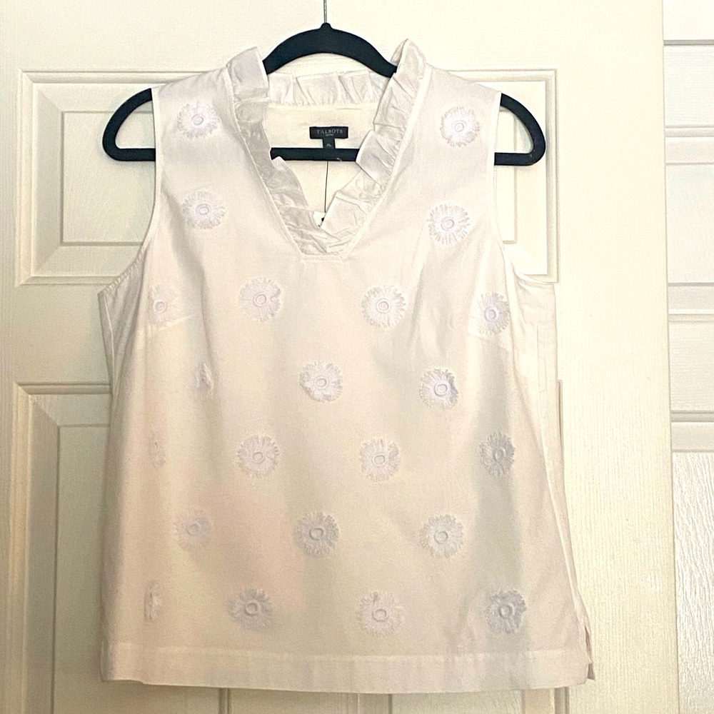 Talbots White cotton Top, NWT
